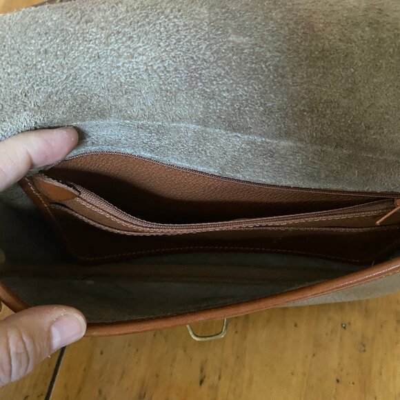 Vintage Dooney & Bourke All Weather Leather Saddle Crossbody Bag Gray Brown - Picture 6 of 6